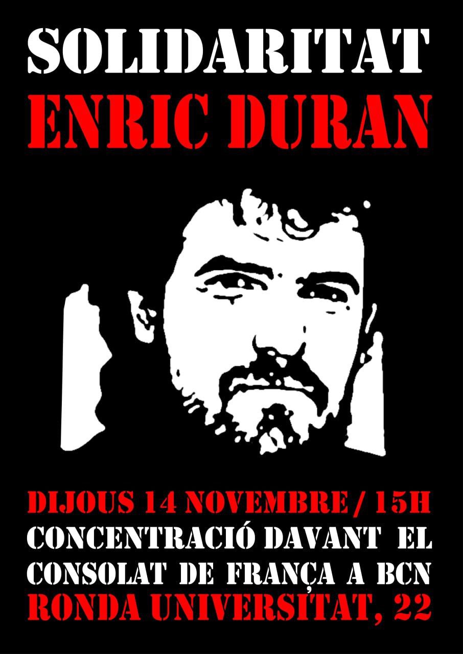 dj 14/11 – 15h – 3a CONCENTRACIÓ per exigir la LLIBERTAT de l’ENRIC DURAN