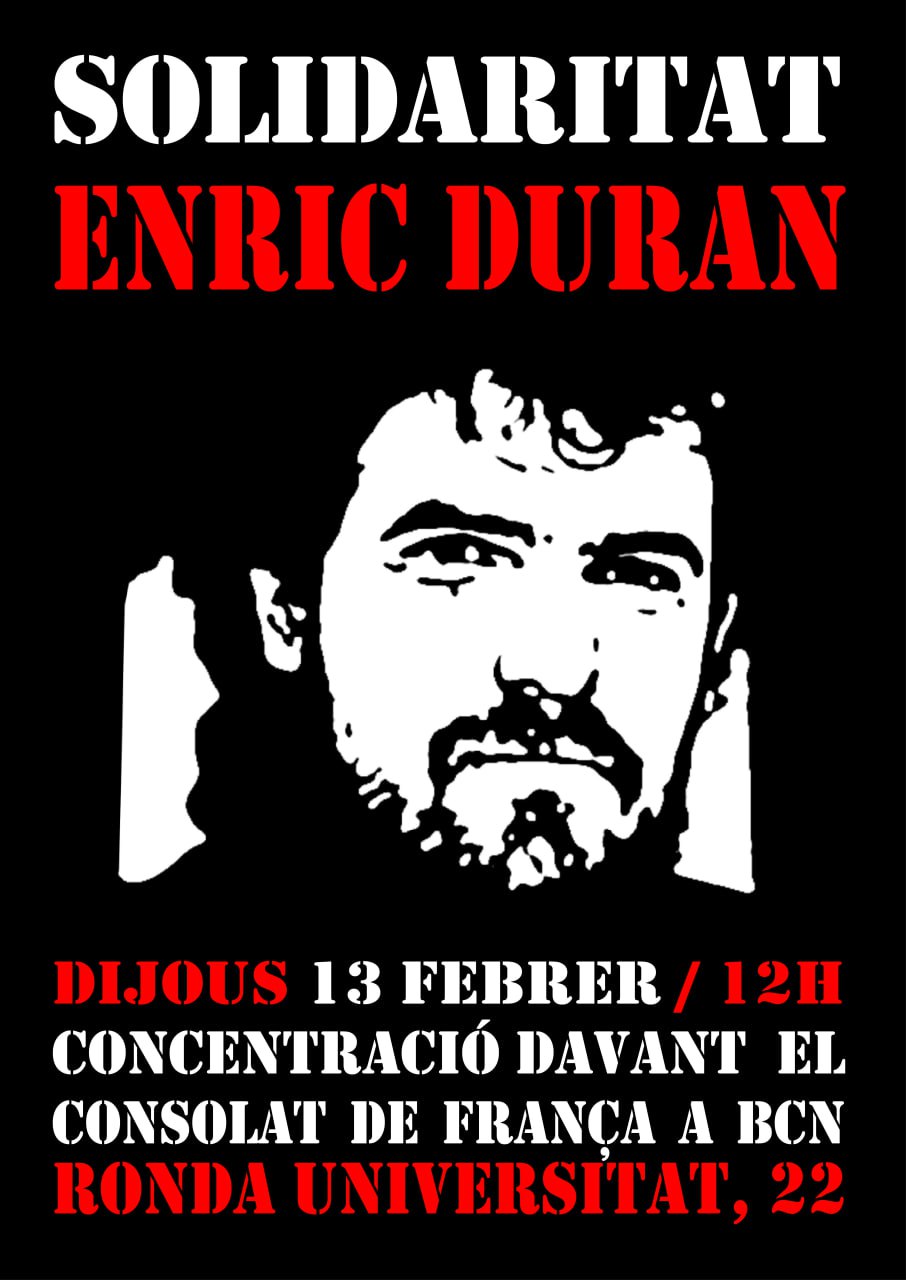 dj 12/12 – 15h – 5a CONCENTRACIÓ per exigir la LLIBERTAT de l’ENRIC DURAN